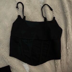 Black Corset Style Top with Chain Straps